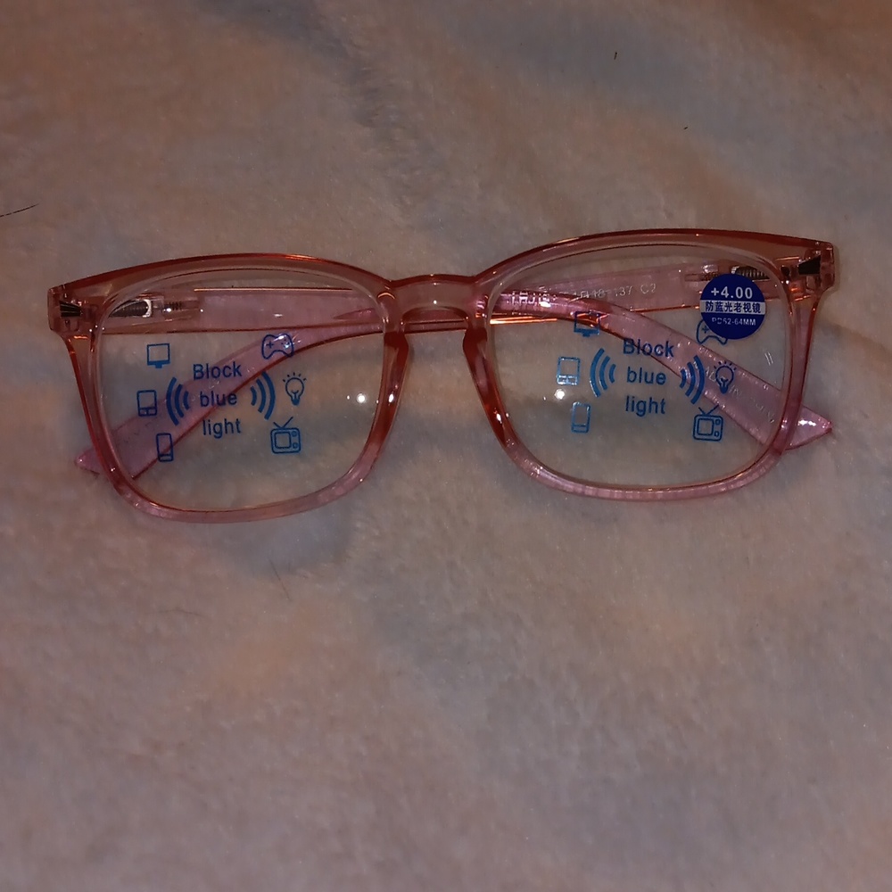 Occi Chiari Glasses Readers +4.00 in Pink with Blue light blockers